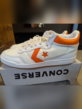 Converse Mens White and Orange Low-Top Sneakers